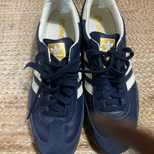 Adidas Men's Dark Blue and White Sneakers
